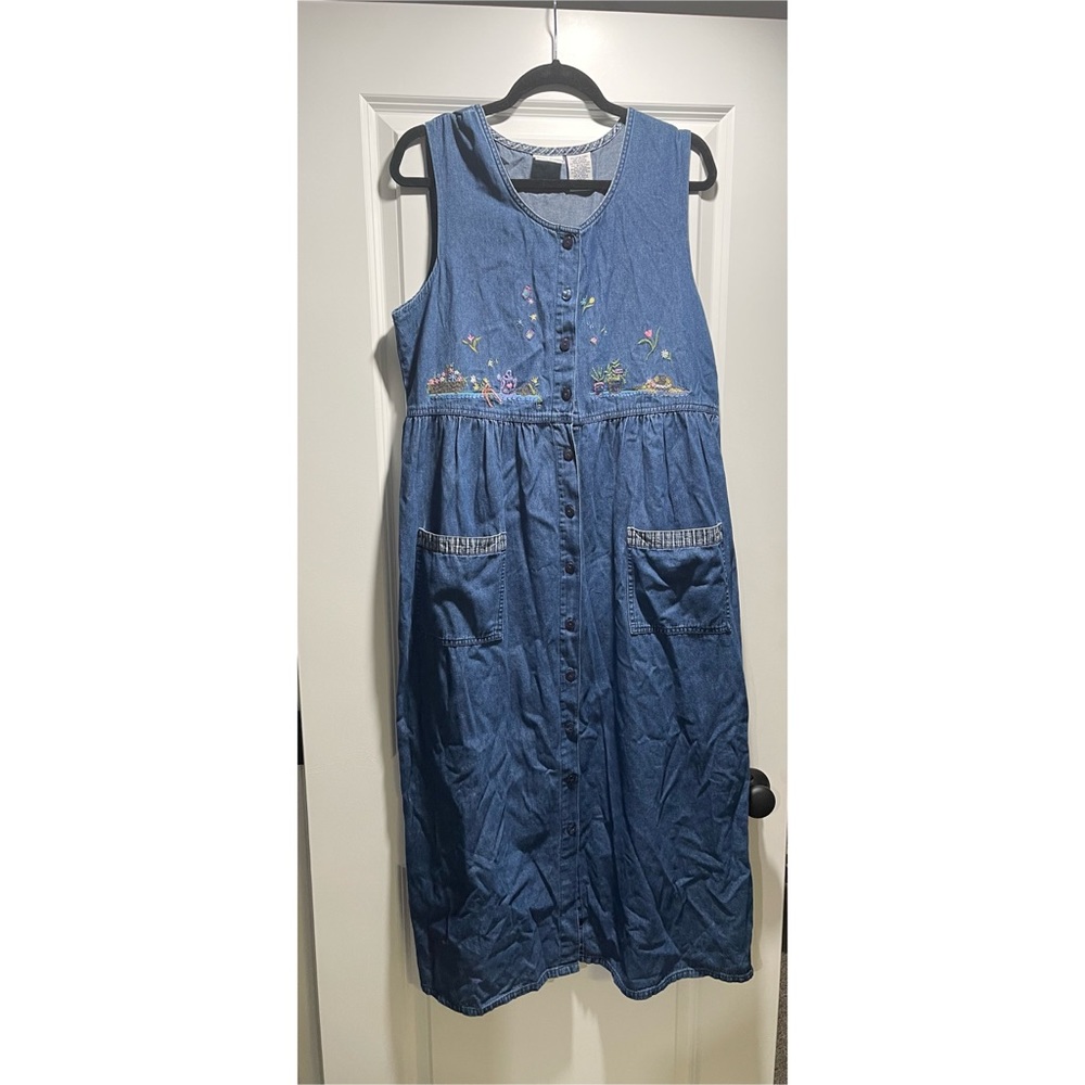 Vintage denim embroidered dress